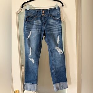 Trendy Blue Distressed Women's Skinny Jeans